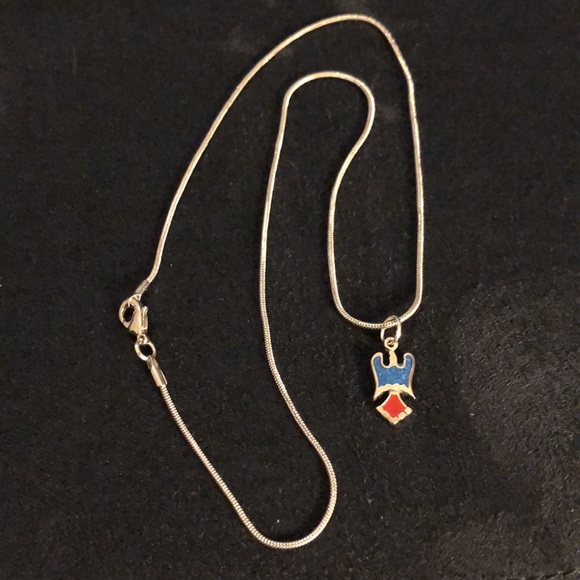 VTG 1970s Native American Pendant Necklace Turquoise/925/Stainless Steel. - Picture 3 of 8